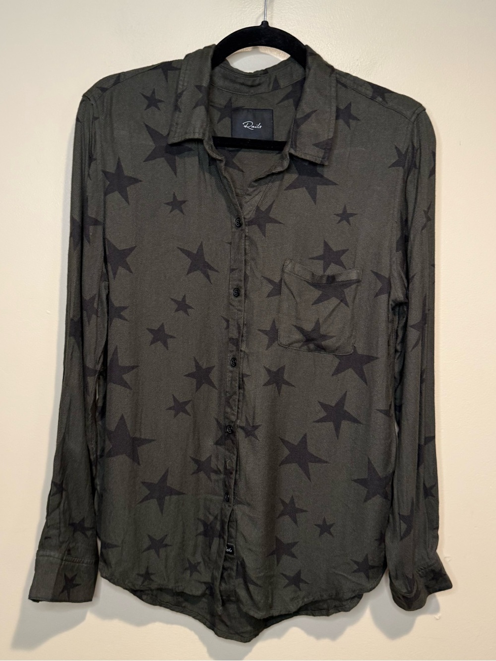 Rails Hunter Sage Green with Black Stars Shirt